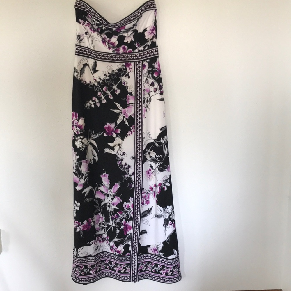 Strapless foral print dress WHBM